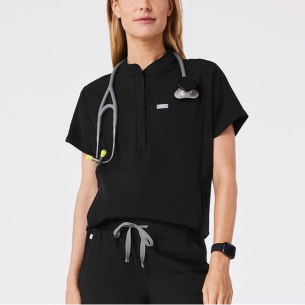 Figs Black Rafaela Scrub top